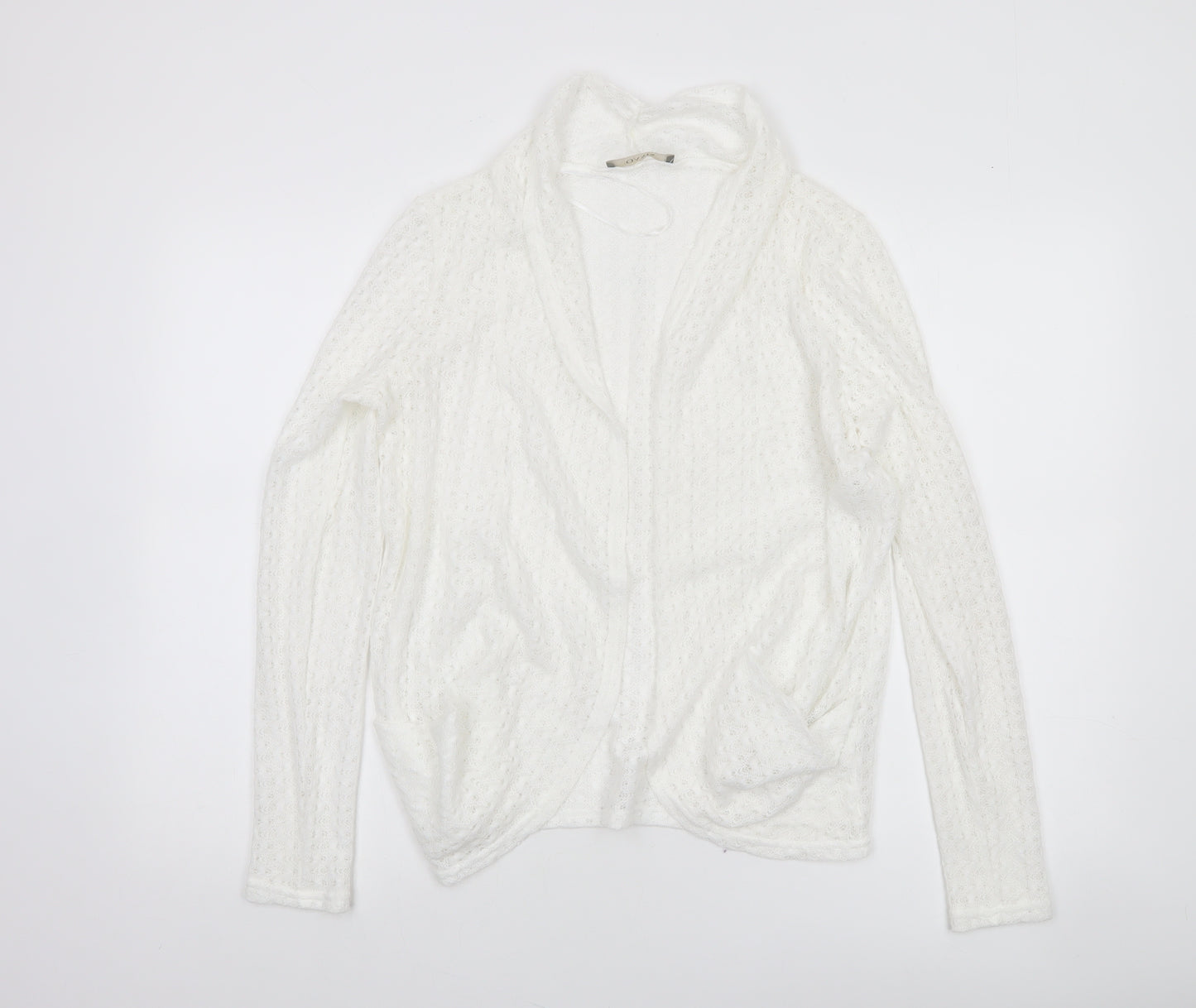 Oasis Women’s White Knit Open Jacket Size S Classic Style