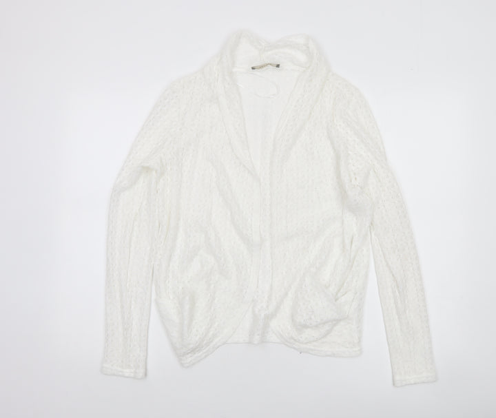 Oasis Women’s White Knit Open Jacket Size S Classic Style