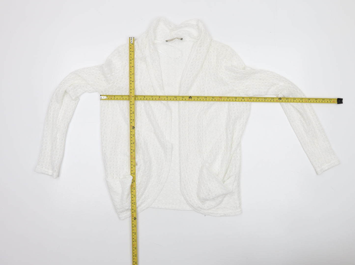 Oasis Women’s White Knit Open Jacket Size S Classic Style