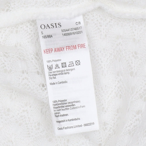 Oasis Women’s White Knit Open Jacket Size S Classic Style