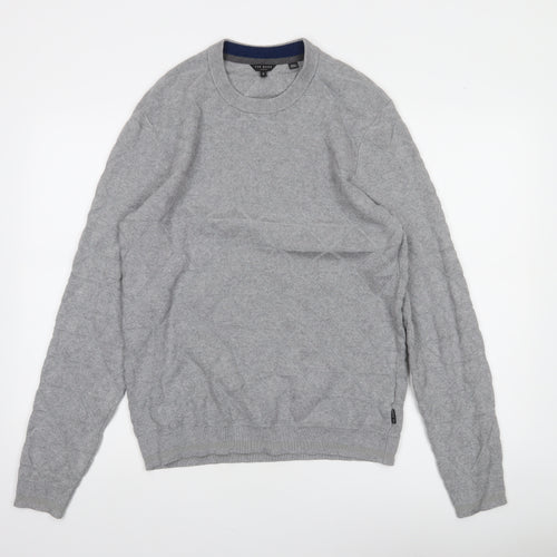 Ted Baker Men's Grey M Cable-Knit Crew Neck Pullover Jumper