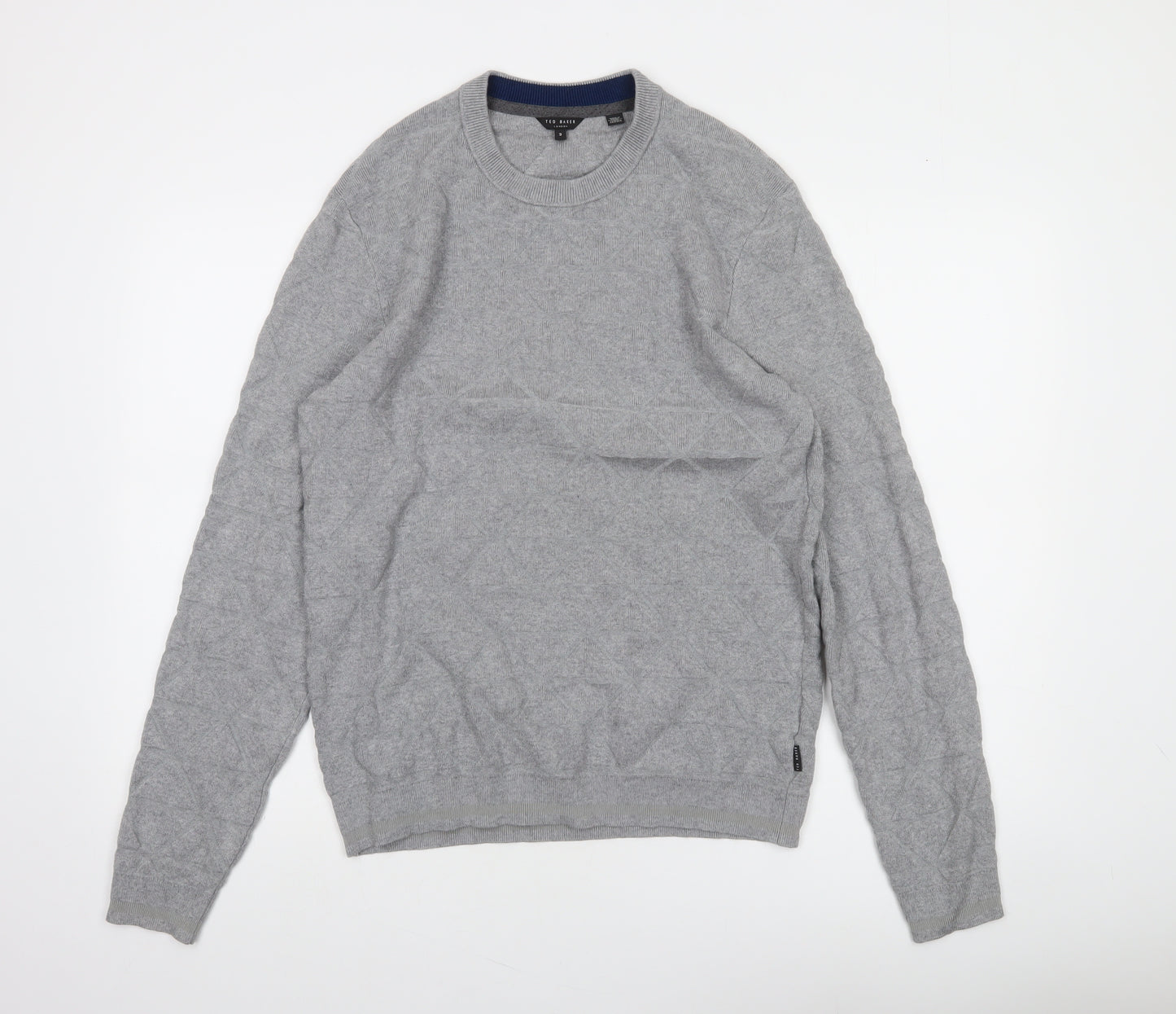 Ted Baker Men's Grey M Cable-Knit Crew Neck Pullover Jumper