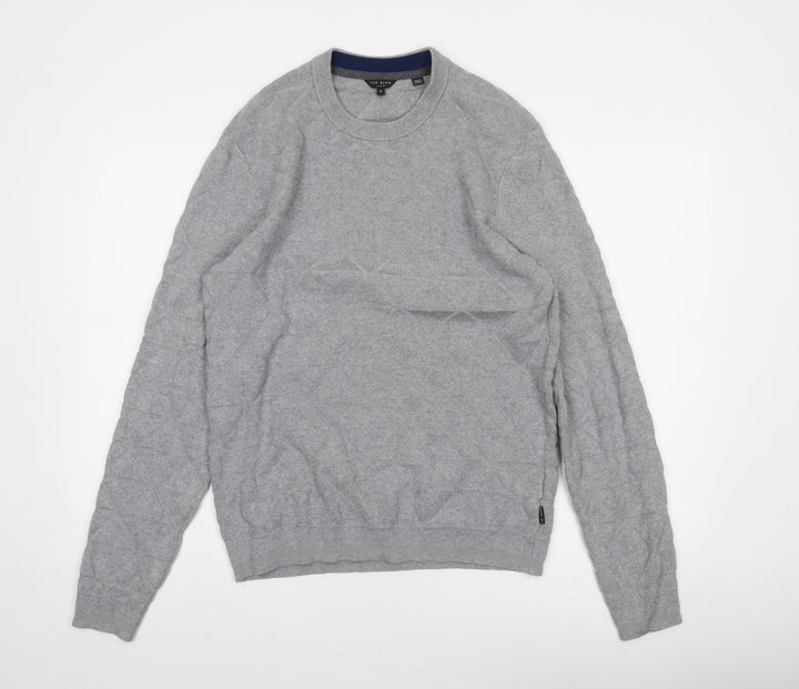 Ted Baker Men's Grey M Cable-Knit Crew Neck Pullover Jumper