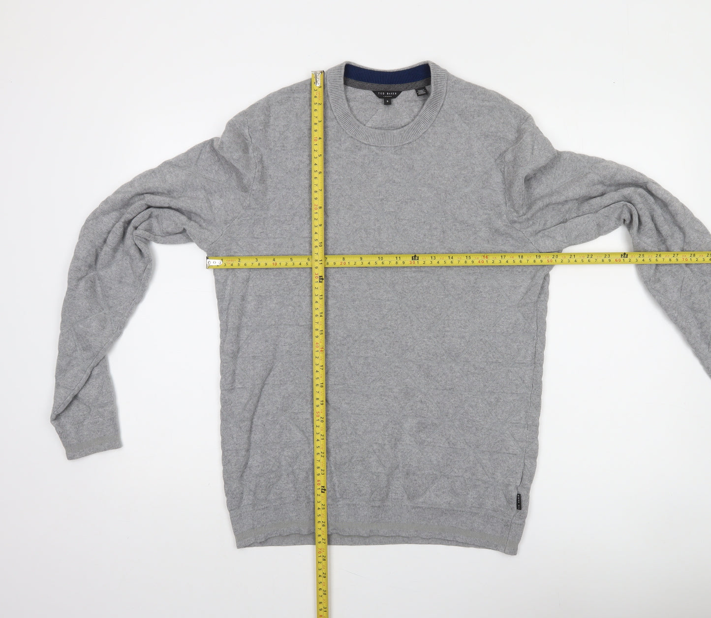 Ted Baker Men's Grey M Cable-Knit Crew Neck Pullover Jumper