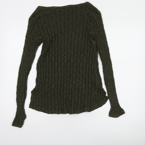 Firetrap Women's Green Wool Blend V-Neck Slim Fit Jumper Size 12