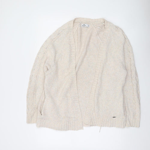 Hollister Womens Beige Cable Knit Cardigan M Relaxed Fit