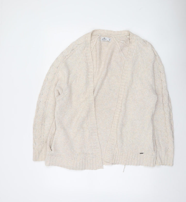 Hollister Womens Beige Cable Knit Cardigan M Relaxed Fit
