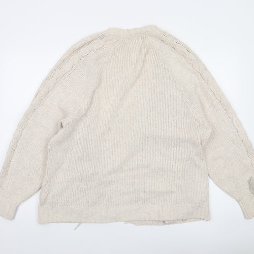 Hollister Womens Beige Cable Knit Cardigan M Relaxed Fit