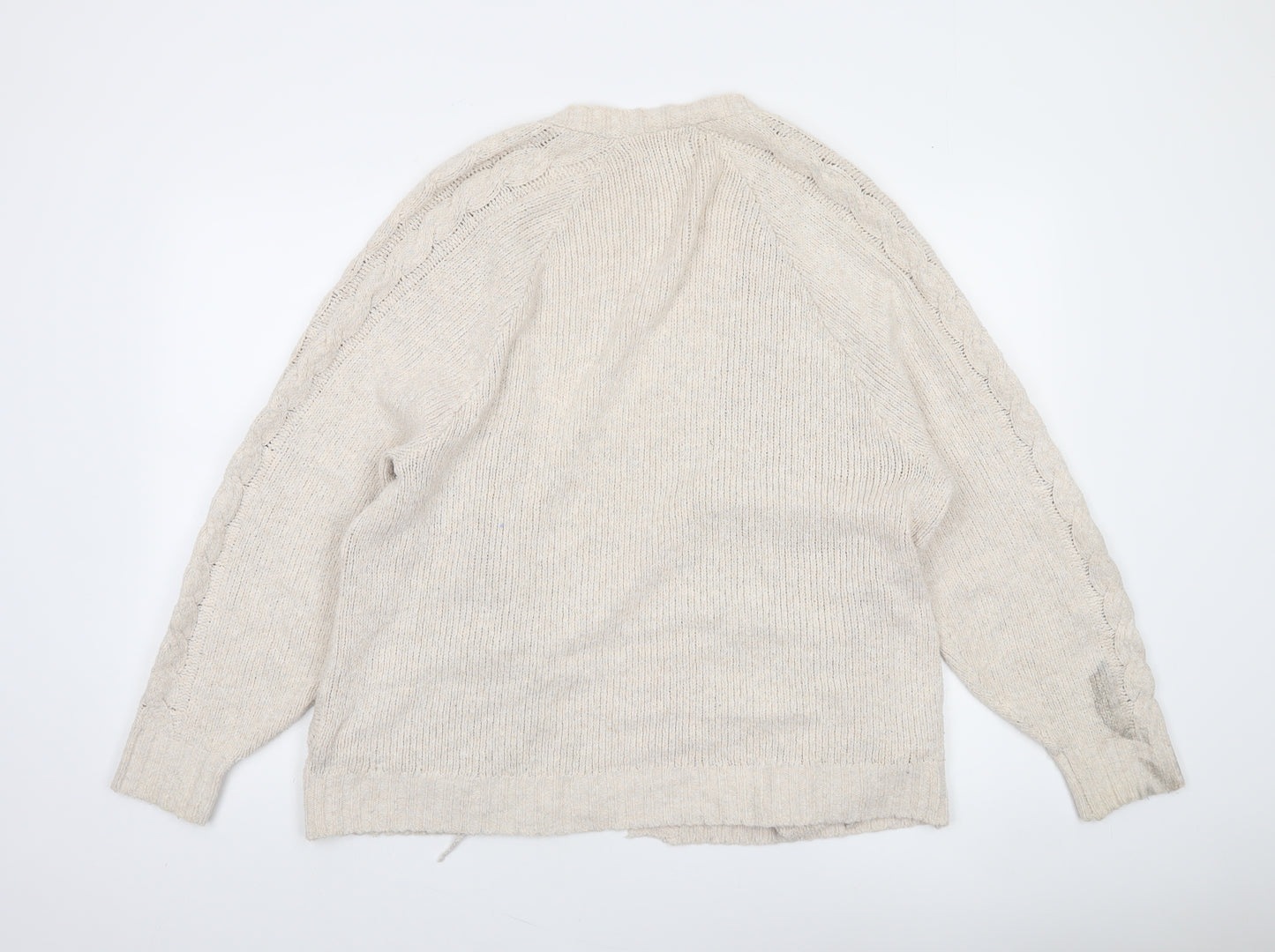 Hollister Womens Beige Cable Knit Cardigan M Relaxed Fit