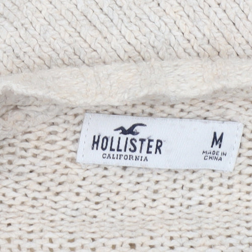 Hollister Womens Beige Cable Knit Cardigan M Relaxed Fit