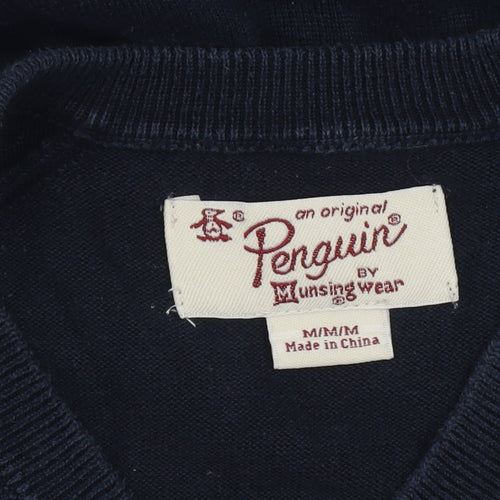 Original Penguin Men’s Blue V-Neck Cotton Jumper Size M