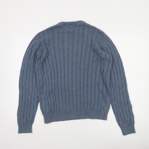 Lyle & Scott Junior Boys Blue Cable-Knit Cotton Crew Neck Jumper 14/15 Years