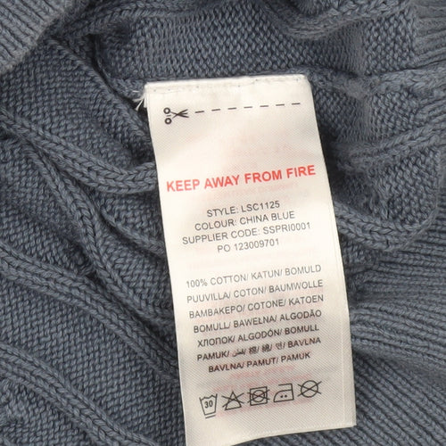 Lyle & Scott Junior Boys Blue Cable-Knit Cotton Crew Neck Jumper 14/15 Years