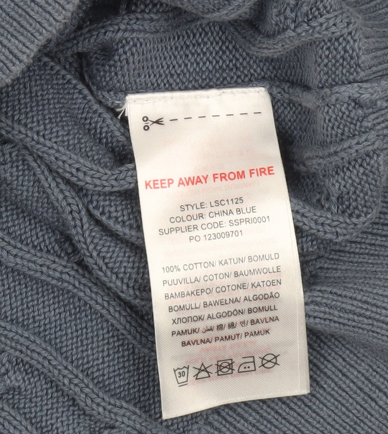 Lyle & Scott Junior Boys Blue Cable-Knit Cotton Crew Neck Jumper 14/15 Years