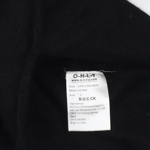 ONLY Women's Black Boat Neck 3/4 Sleeve Pullover Jumper Size L