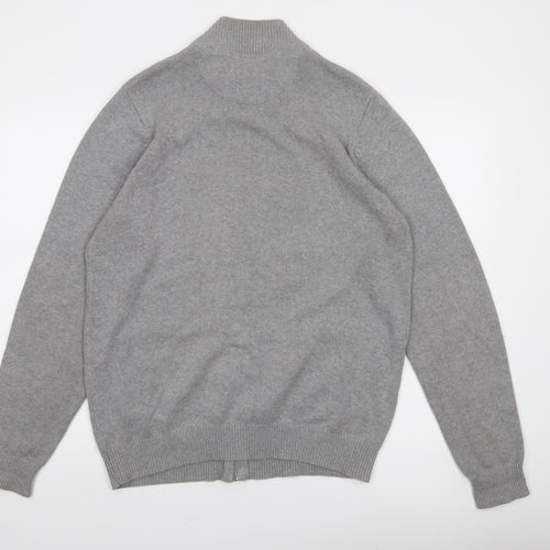 James Pringle Men’s Grey Cotton Full Zip Jumper M Regular Fit