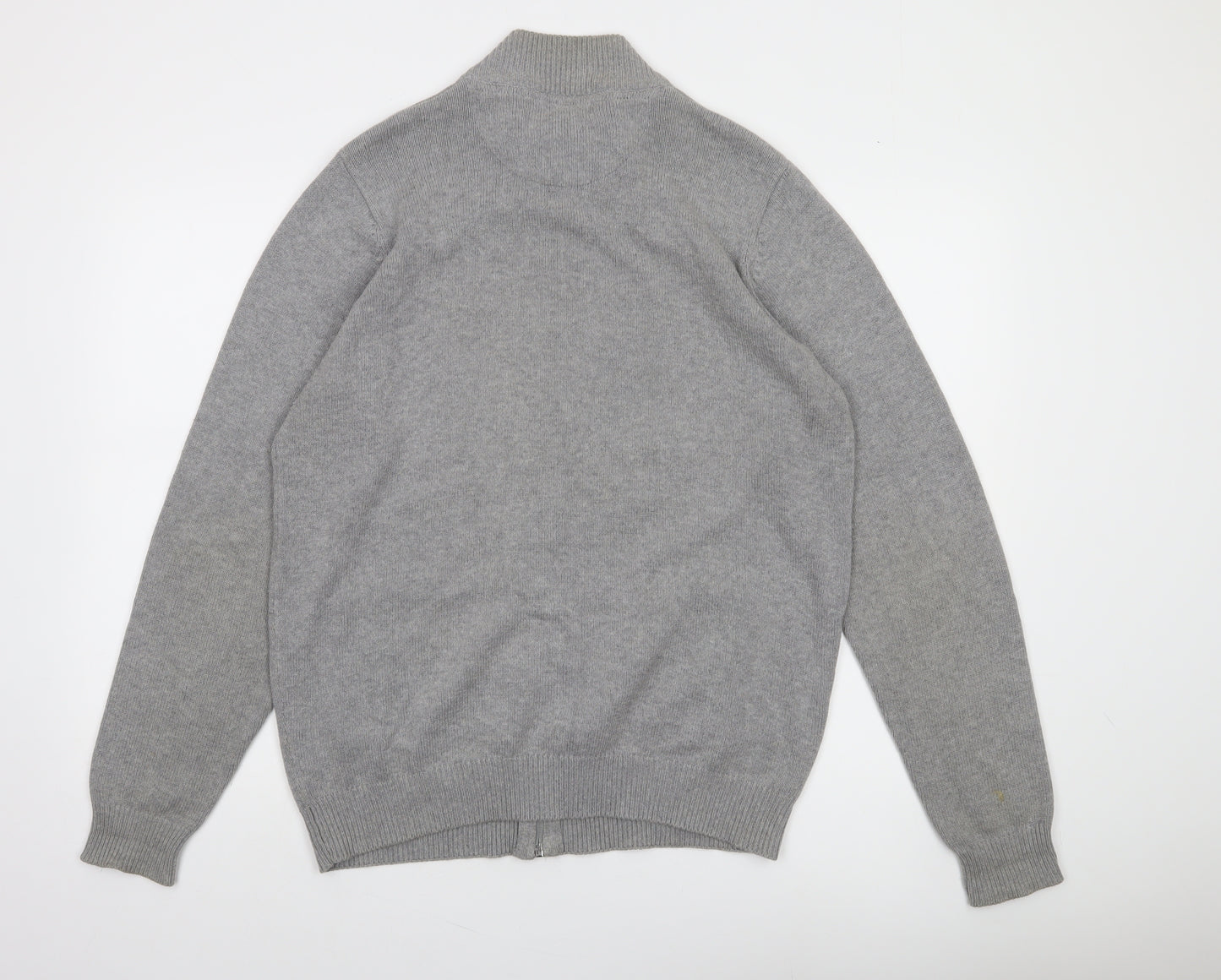 James Pringle Men’s Grey Cotton Full Zip Jumper M Regular Fit