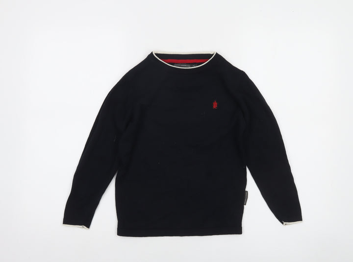 French Connection Boys Navy Blue Crew Neck Cotton Jumper 7-8 Years