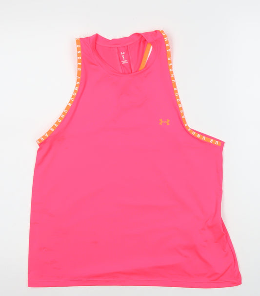 Under Armour Womens Pink Medium Racerback Tank Top Athletic Fit