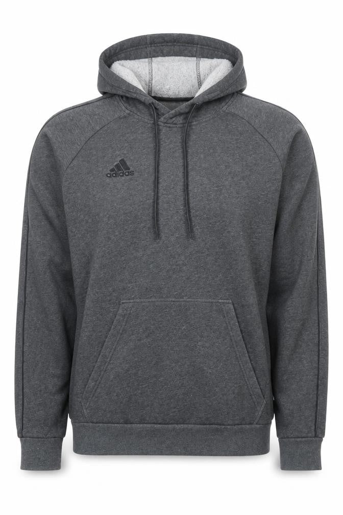 Front view of Adidas Men Grey Pullover Hoodie Medium Regular Fit Logo Cotton Blend