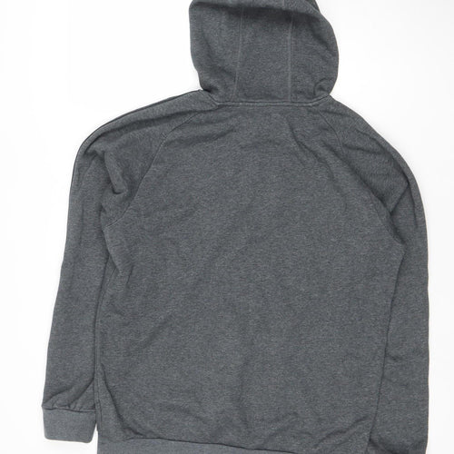 Adidas Men Grey Pullover Hoodie Medium Regular Fit Logo Cotton Blend