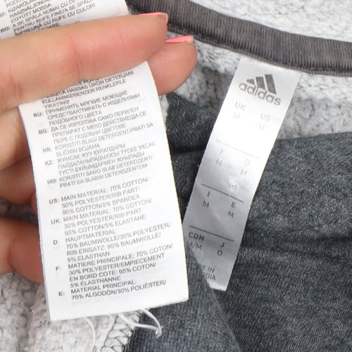 Adidas Men Grey Pullover Hoodie Medium Regular Fit Logo Cotton Blend