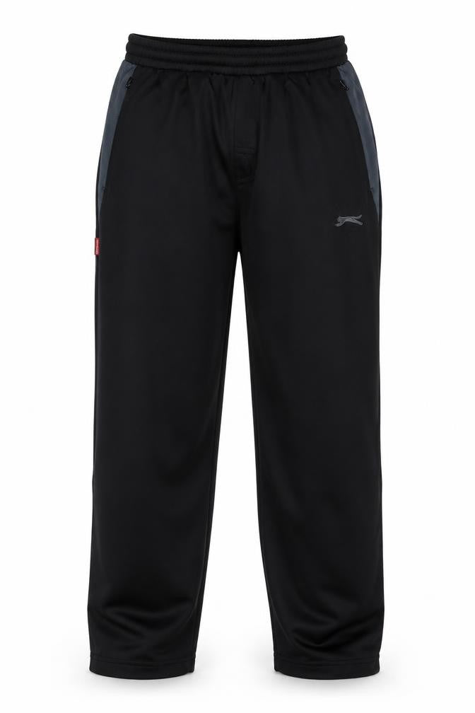 Front view of Slazenger boys’ black 7 years track pants lightweight quick dry activewear