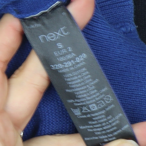 Next Men Blue Black Colour Block Cotton Half Zip Jumper Size S