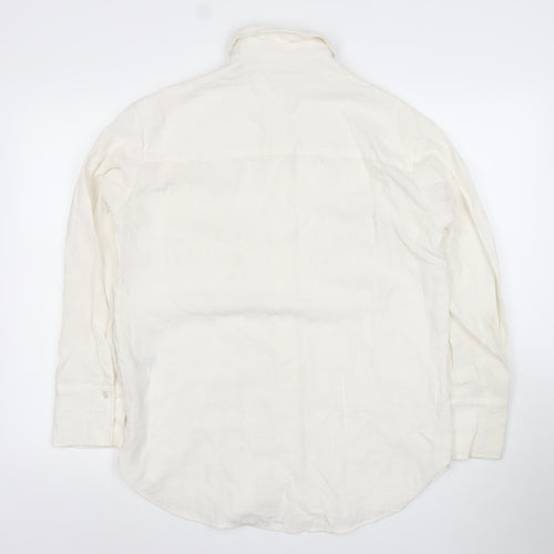 H&M Women’s Ivory Crochet Long Sleeve Button-Up Shirt XS