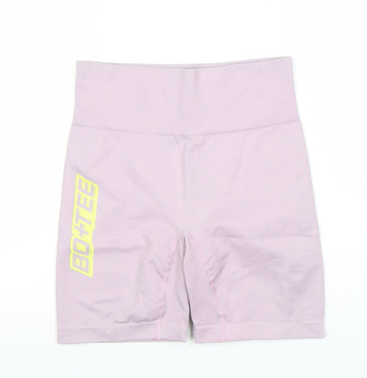 BO+TEE Women’s Pink Biker Shorts Size S High Waisted Stretch Activewear