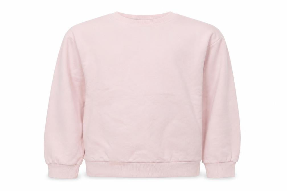 Front view of Pineapple Dance Studios girls’ pink glitter logo sweatshirt 10-11 years