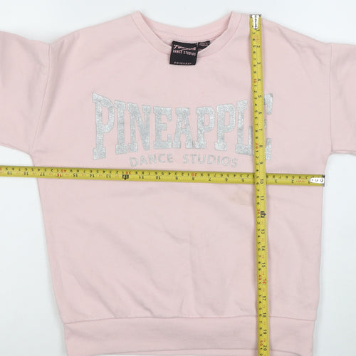 Pineapple Dance Studios Girls Pink Glitter Logo Sweatshirt 10-11 Years