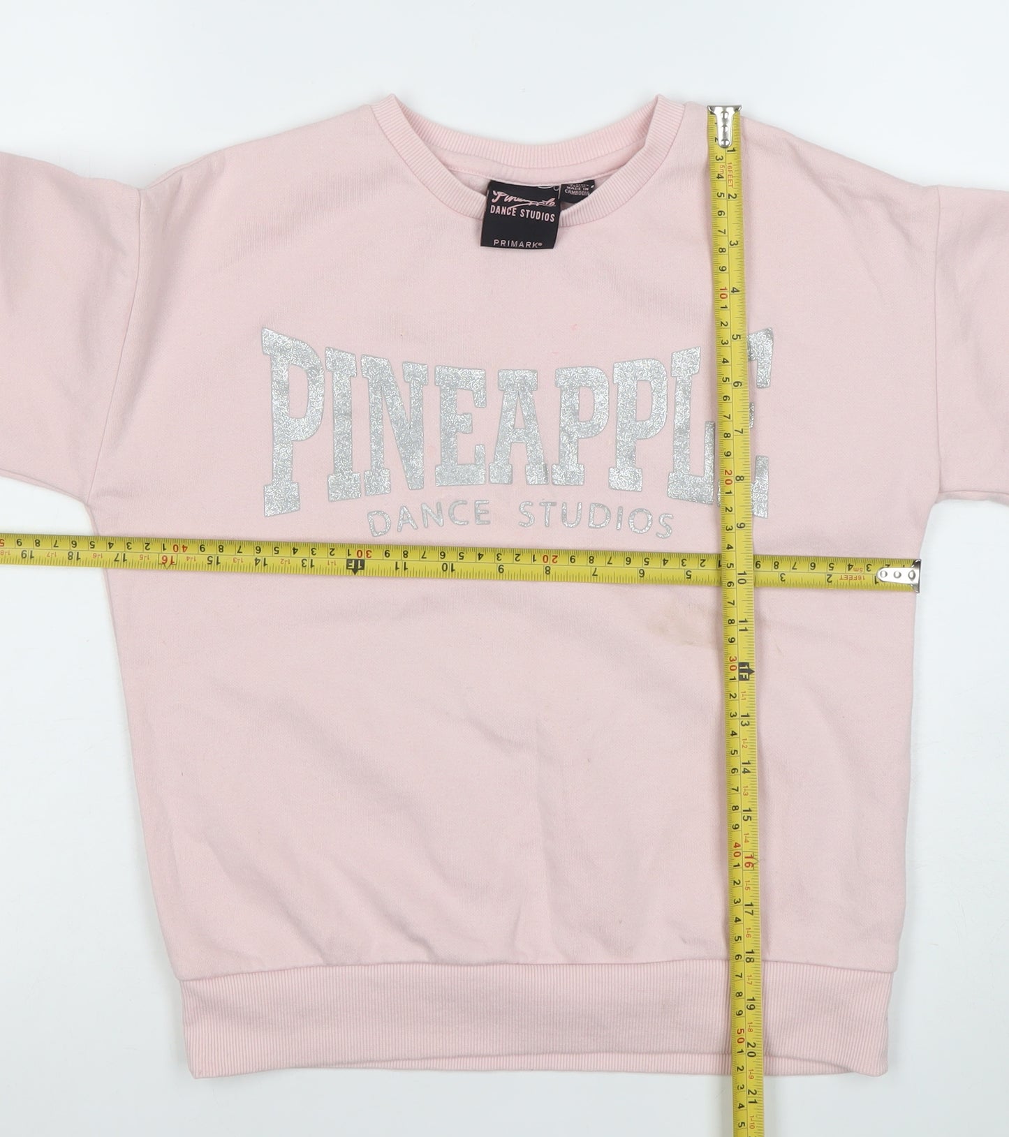 Pineapple Dance Studios Girls Pink Glitter Logo Sweatshirt 10-11 Years