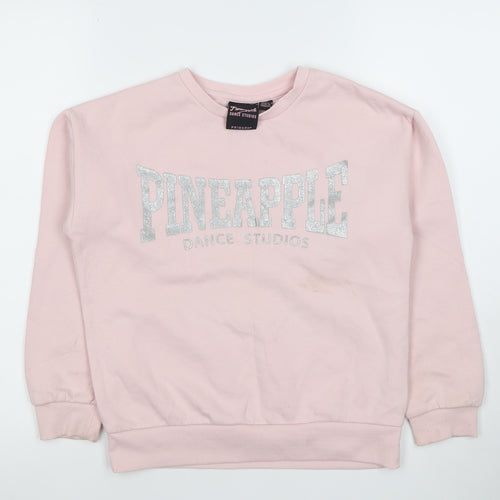Pineapple Dance Studios Girls Pink Glitter Logo Sweatshirt 10-11 Years