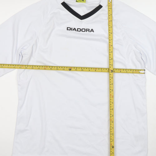 Diadora Men’s White V-Neck Sports Jersey T-Shirt Size L