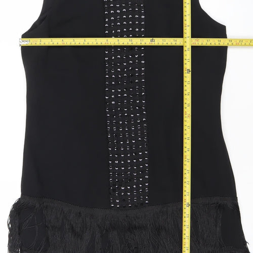 Principles by Ben de Lisi Women's Black Size 12 Fringe Sequin Shift Dress