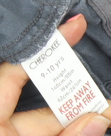 Cherokee Boys Grey Cargo Shorts 9-10 Years 100% Cotton Twill Summer Wear