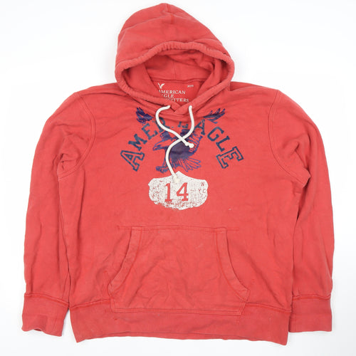 American Eagle Outfitters Men's Red Pullover Hoodie L Graphic Fleece