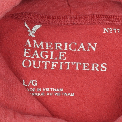 American Eagle Outfitters Men's Red Pullover Hoodie L Graphic Fleece