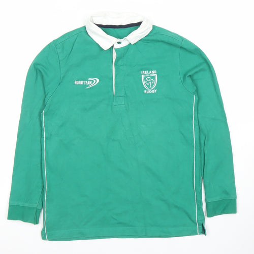 St. Bernard Boys Green Rugby Team Long Sleeve Polo Shirt 8-9 Years