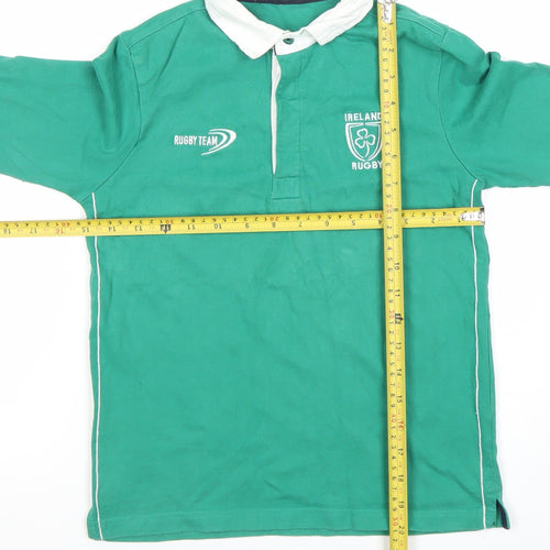 St. Bernard Boys Green Rugby Team Long Sleeve Polo Shirt 8-9 Years