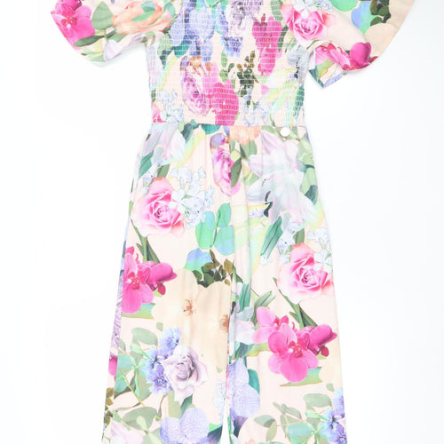 Angel & Rocket Girls Pink Floral Jumpsuit 7 Years Polyester One-Piece