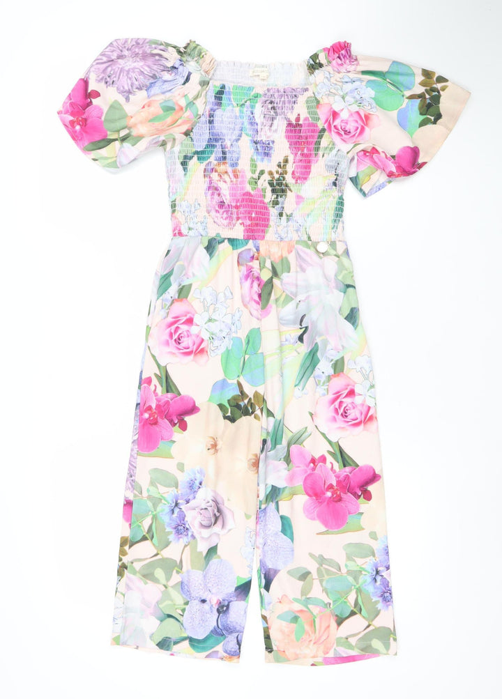 Angel & Rocket Girls Pink Floral Jumpsuit 7 Years Polyester One-Piece