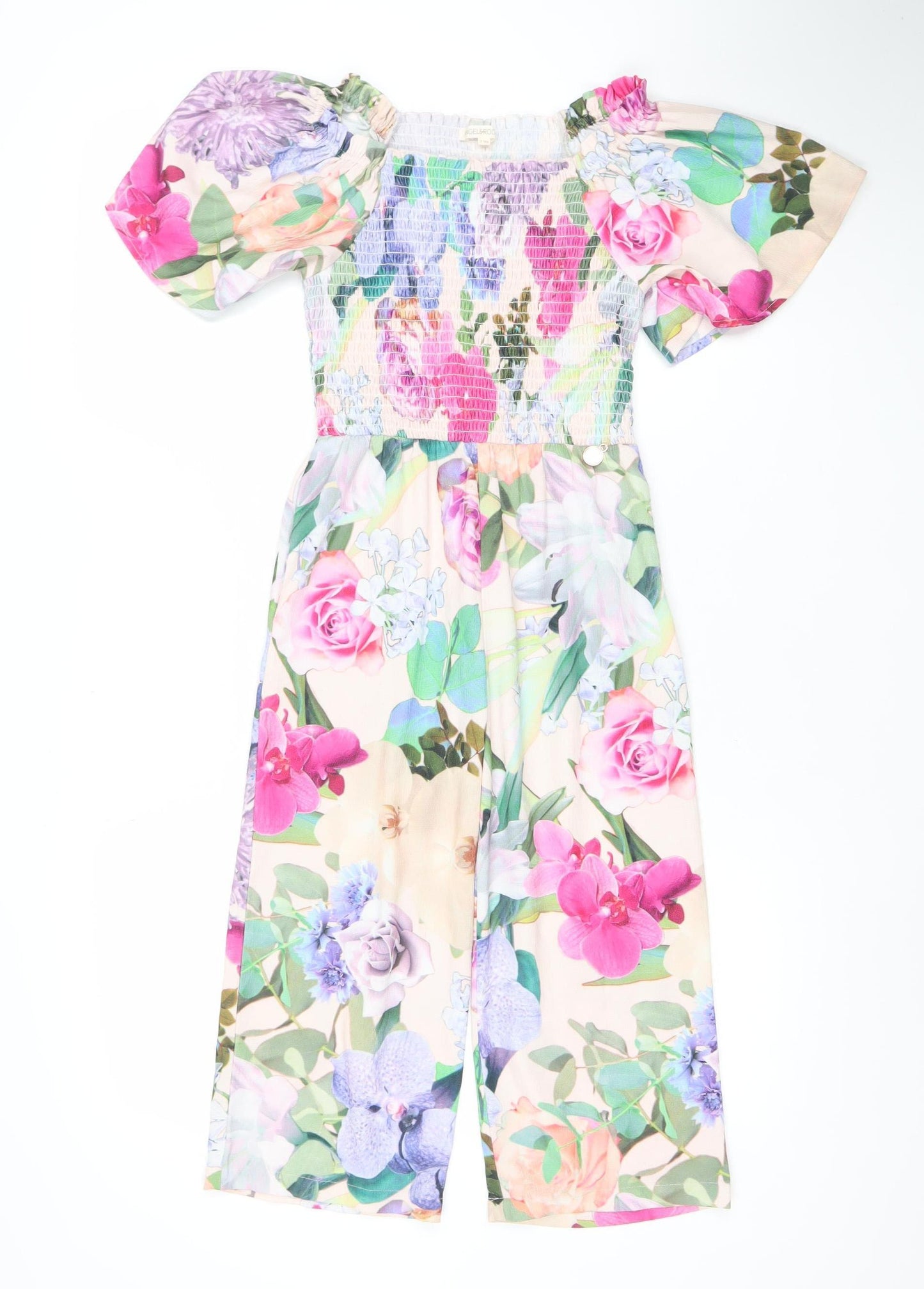Angel & Rocket Girls Pink Floral Jumpsuit 7 Years Polyester One-Piece