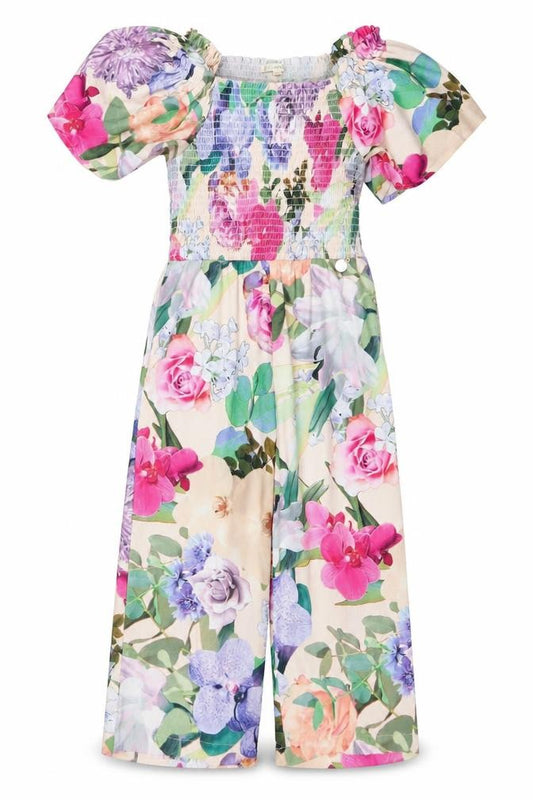 Angel & Rocket Girls Pink Floral Jumpsuit 7 Years Polyester One-Piece