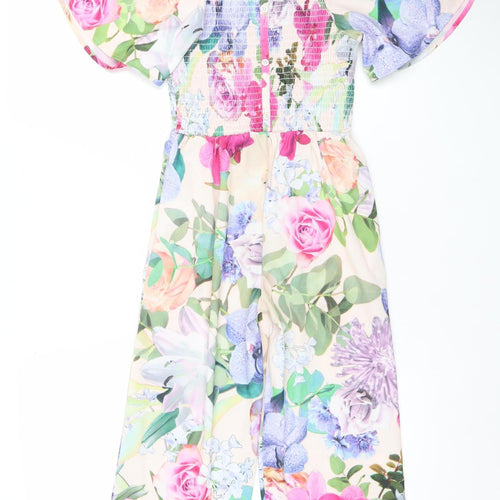 Angel & Rocket Girls Pink Floral Jumpsuit 7 Years Polyester One-Piece