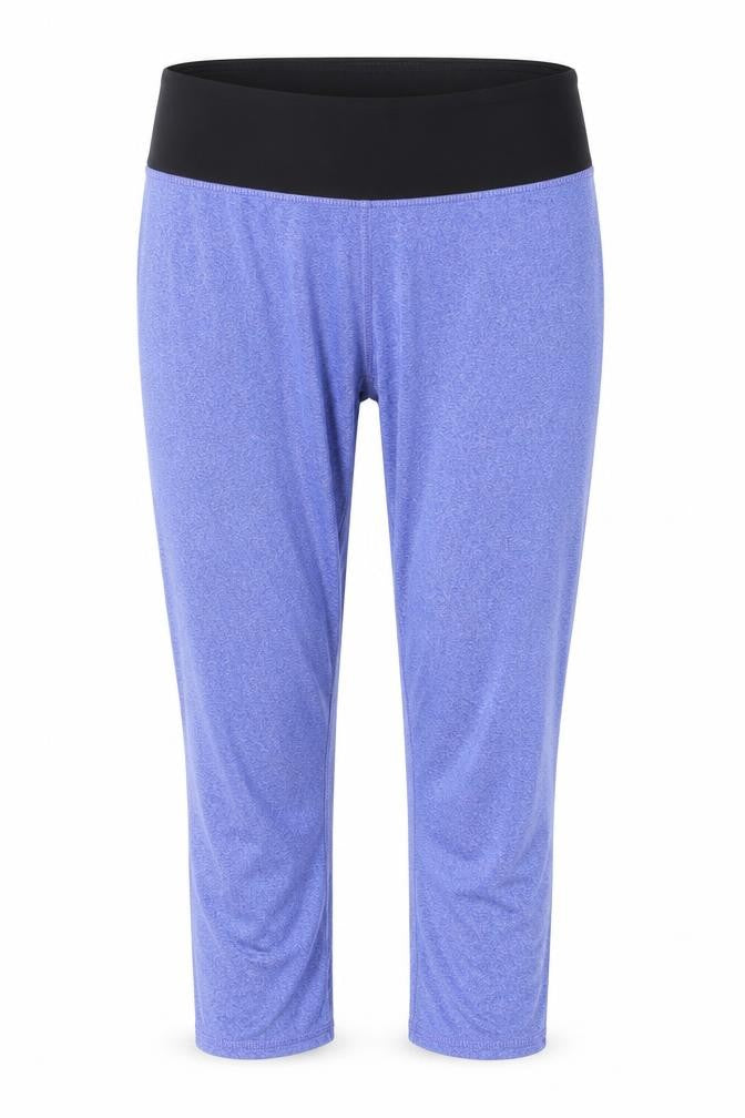 Front view of RBX Women's Blue Stretch Leggings, size M, Moisture Wicking Activewear