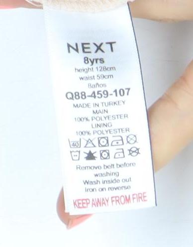 Next Girls Beige Floral Hi-Low Dress 8 Years Fit & Flare Style