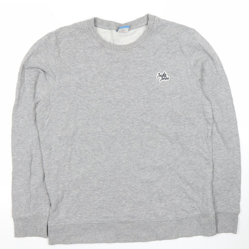Jack & Jones Men's Grey Crew Neck Pullover Sweatshirt L