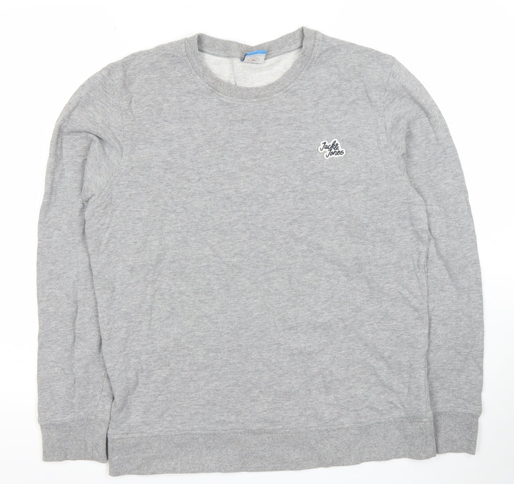 Jack & Jones Men's Grey Crew Neck Pullover Sweatshirt L